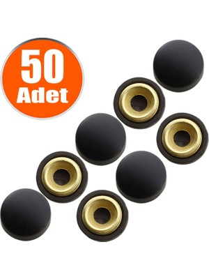 Badem10 Dekoratif Vida Kapağı Kapatıcı 20 mm Mat Siyah Vida Tapası Tıpası (50 Adet)