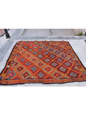 Kayra Export Türk Kilim Eskitme Kilim Small Kilim 1x1 Cm Turuncu Kilim Organik Kilim Kapı Paspası Kilim  19