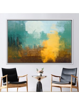 Kayra Export 1 Parça Beyaz Çerçeveli Kanvas Tablo, Renkli Resim, Modern Kanvas Dekor, Yağ Kanvas,