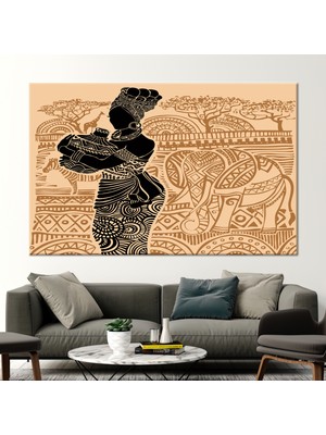 Kayra Export 1 Parça Kanvas Tablo, Soyut Kanvas Poster, Zürafa Sanat, Fil Kanvas, Siyah Kız Kanvas,