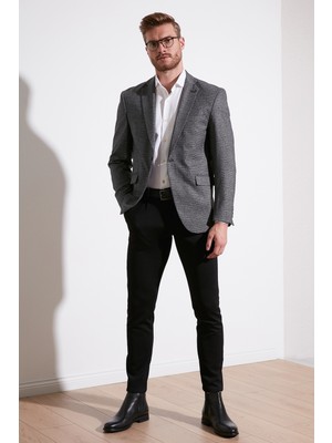 Buratti Ekose Desenli Slim Fit Tek Yırtmaçlı Blazer Ceket Erkek Ceket 2163781