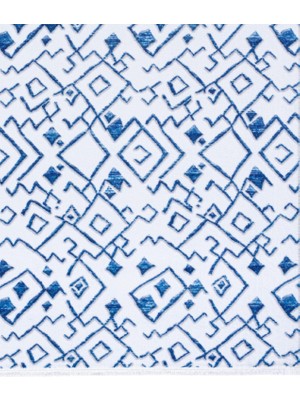 Maze Flux Mavi Desenli Peluş Halı 7451
