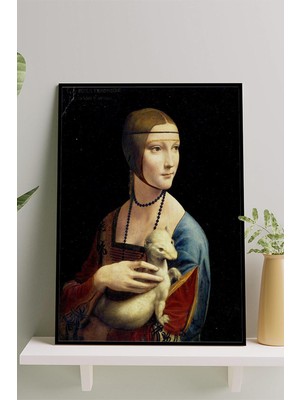 Postermanya Lady Ermine - Leonardo Da Vinci Sanatsal Çerçeveli Tablo