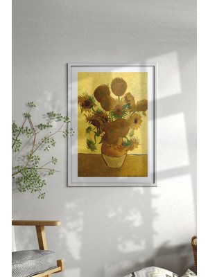 Özcanlar Çerçeve  Ahşap Çerçeveli Tablo Çerçeveli Ahşap Dekor Tablo Seti Dekoratif Tablo Van Gogh Ay Çiçeği Tablo
