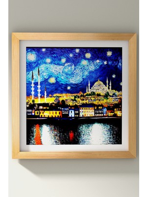 Özcanlar Çerçeve Ahşap Çerçeveli Tablo Çerçeveli Ahşap Dekor Tablo Seti Dekoratif Tablo Van Gogh Istanbul Manzarası