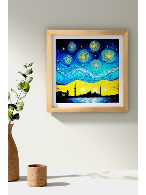 Özcanlar Çerçeve Ahşap Çerçeveli Tablo Çerçeveli Ahşap Dekor Tablo Seti Dekoratif Tablo Van Gogh Istanbul Manzarası