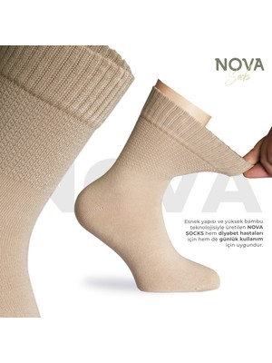 Nova Socks Kadın 4'lü Bambu Lastiksiz Sıkmayan Extra Rahat Şeker Çorabı / Çorap