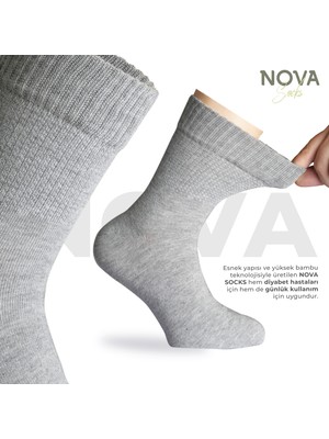 Nova Socks Kadın 4'lü Bambu Lastiksiz Sıkmayan Extra Rahat Şeker Çorabı / Çorap