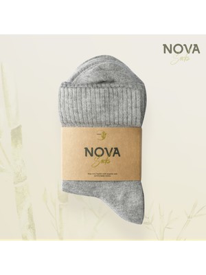 Nova Socks Kadın 4'lü Bambu Lastiksiz Sıkmayan Extra Rahat Şeker Çorabı / Çorap