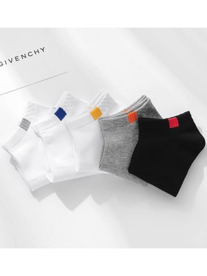 Worthy Socks 5'li Unisex Lastik Kare Desenli Beyaz Patik Bilek Çorap Seti