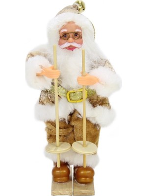 Dekorsende Kızaklı Mini Noel Baba 18 cm Altın