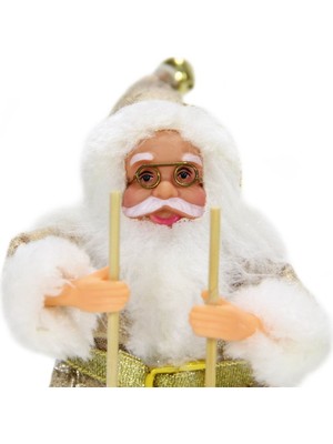 Dekorsende Kızaklı Mini Noel Baba 18 cm Altın