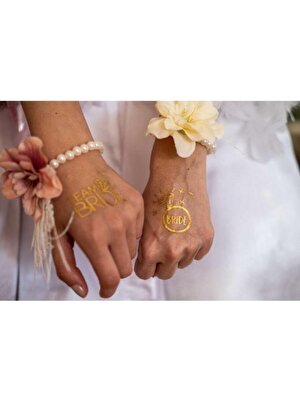 İstisna 10'lu Fırsat Paketi Bekarlığa Veda Partisi Gold Bride ve Team Bride Gelin Süslemeleri Geçici Dövme