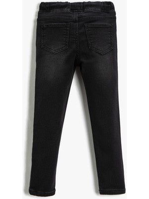 Kot Pantolon Beli Bağlamalı Pamuklu Cepli - Slim Jean