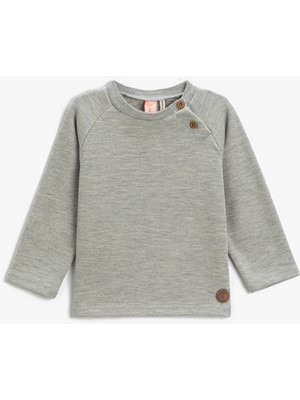 Koton Basic Ribanalı Düğme Detaylı Sweatshirt Pamuklu