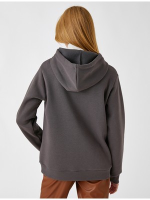 Koton Sweatshirt Kapüşonlu Baskılı Cep Detaylı