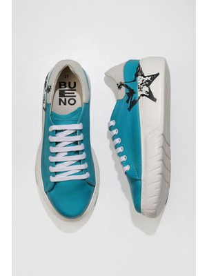Bueno Shoes Turkuaz B75C02 Kadın Basklı Spor Ayakkabı
