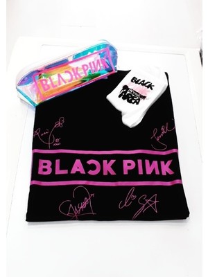 Gökhan Club Blackpink Unisex Owersize T-Shirt Çorap Kalemlik Set