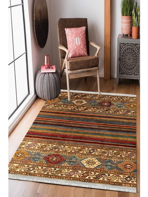 Homier Collection Kısa Saçaklı, Cotton Serisi Yıkanabilir Kaymaz Taban Antibakteriyel Kilim OT-4053A