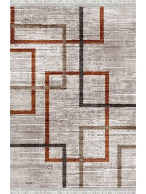 Homier Collection Kısa Saçaklı, Westa Serisi Yıkanabilir Kaymaz Taban Antibakteriyel Kilim MD-0047D