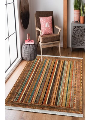 Homier Collection Kısa Saçaklı, Cotton Serisi Yıkanabilir Kaymaz Taban Antibakteriyel Kilim OT-4056A