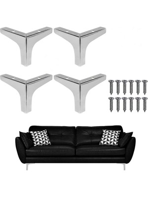 Sözer Orman Ürünleri (4 Adet) 12cm Modern Krom  Metal Mobilya, Dolap, Koltuk, Tv Ünitesi Ayakları