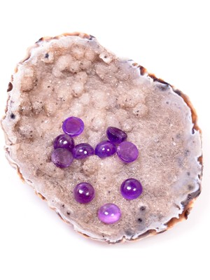 Taş Sandığı Ametist Taşı Kabaşon - 10 mm Yüzük ve Kolye Taşı