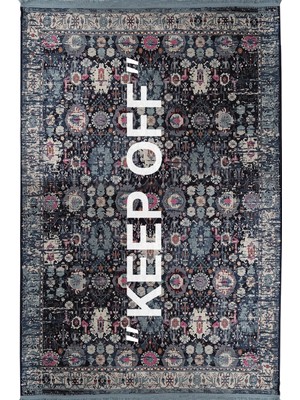 Rugs Modern Keep Off Mira 2105 Vintage Lacivert Desenli Dokuma Taban Halı