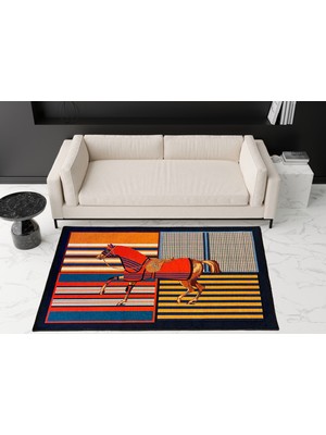 Rugs Modern Mira 894 Çok Renkli Modern At Desenli Dokuma Taban Halı