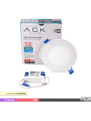 Ack 6W 4000K Ilık Beyaz Sıva Altı Yuvarlak Led Panel Armatürü AP01-00610