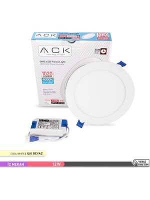 Ack 12W 4000K Ilık Beyaz Sıva Altı Yuvarlak Led Panel Armatürü AP01-01210