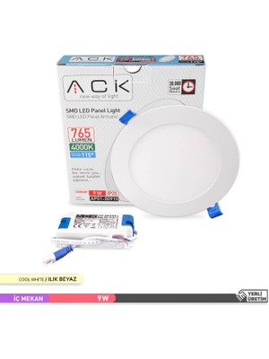 Ack 9W 4000K Ilık Beyaz Sıva Altı Yuvarlak Led Panel Armatürü AP01-00910