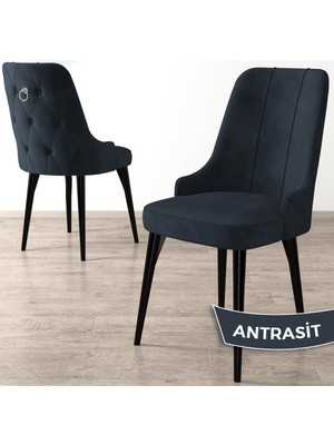 Canisa Concept Enoa Serisi Siyah Gürgen Ayaklı Babyface Kumaş Gümüş Halkalı Sandalye