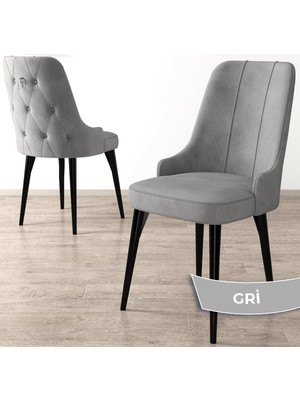 Canisa Concept Enoa Serisi Siyah Gürgen Ayaklı Babyface Kumaş Gümüş Halkalı Sandalye