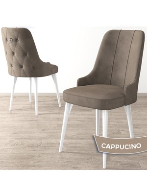 Canisa Concept Enoa Serisi Beyaz Gürgen Ayaklı Babyface Kumaş Gümüş Halkalı Sandalye