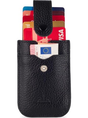 Anı Yüzük Slide Anıtolia Hakiki Deri Çekmeli Ince Kartlık Siyah