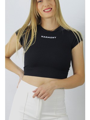 Karazona Kadın Bağlamalı Fitilli Crop Body Siyah KZ2-12800
