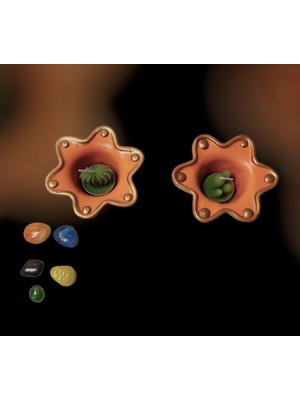 1001 Fırça Seramik Çiçek Mumluk Sukulentlik 2'li Set