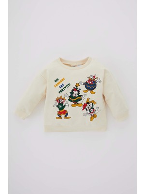 DeFacto Erkek Bebek Disney Mickey & Minnie İçi Yumuşak Tüylü Sweatshirt Y5457A222WN