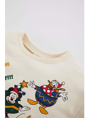 DeFacto Erkek Bebek Disney Mickey & Minnie İçi Yumuşak Tüylü Sweatshirt Y5457A222WN