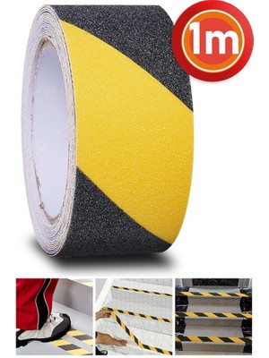 Telvesse 1 mt Bondit Sarı-Siyah Yapışkanlı Kaygan Zemin Basamak Merdiven Kaydırmaz Bant 50MM