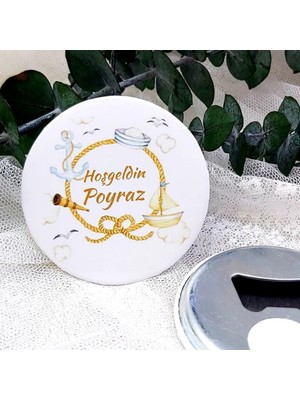 Hayaller Dükkanı 15 Adet Denizci Desenli Erkek Bebek Metal Yenidoğan Açacak Magnet