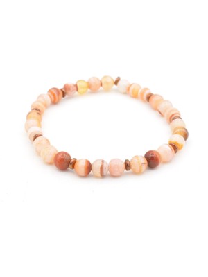 Murty99 Hakiki Doğal Hematitli Çizgili Akik Taşı Bileklik