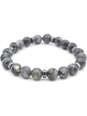 Murty99 Hakiki Doğal Hematitli Spektrolit Taşı Bileklik