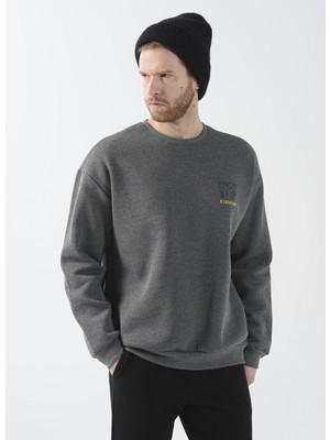 Fabrika Sports O Yaka Düz Gri Melanj Erkek Sweatshirt Natı