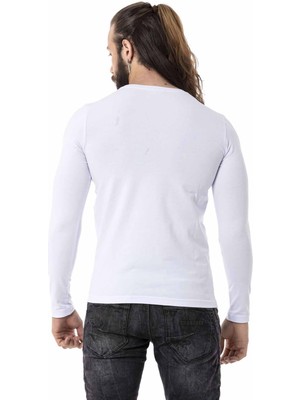 Cipo & Baxx CL510 Baskılı Beyaz Ince Sweatshirt