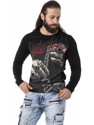 Cipo & Baxx CL511 Yüzük Baskılı Siyah Sweatshirt