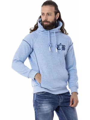 Cipo & Baxx CL529 Jumbo Yaka Kışlık Mavi Sweatshirt