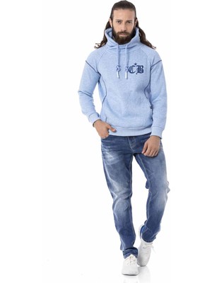 Cipo & Baxx CL529 Jumbo Yaka Kışlık Mavi Sweatshirt