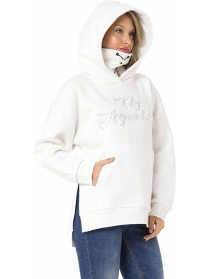 Cipo & Baxx WL331 Kapüşonlu Salaş Ekru Sweatshirt